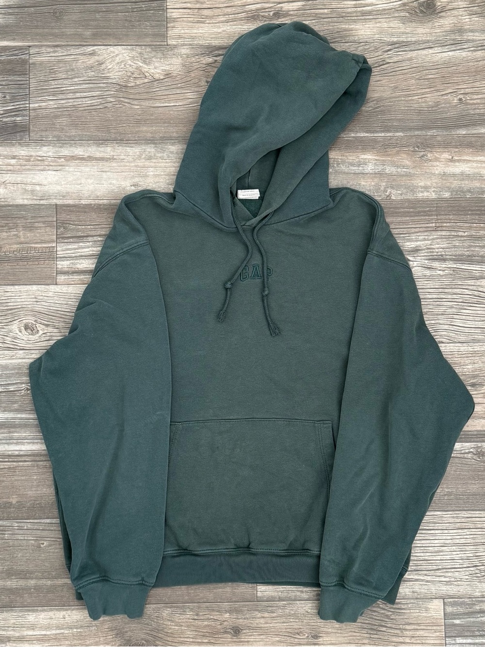 Gap Faded Forest Green Center Logo Pullover Hoodie Size M